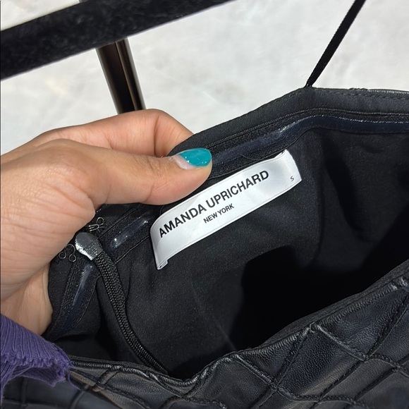 Elegant Black Faux Leather Amanda Uprichard Dress - Picture 4 of 4